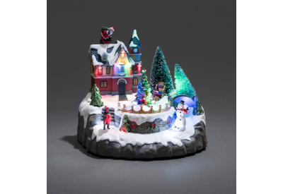 Konstsmide Mechanical Snow Garden Christmas Decoration LED. Battery Operated or Mains (20.5 x 18cm)